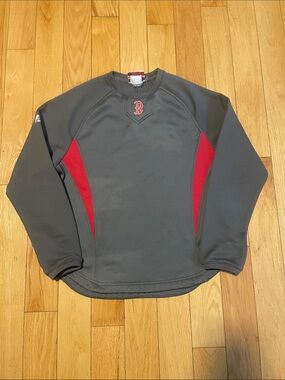 Majestic Gray and Red Boston Red Sox Pullover Sweatshirt